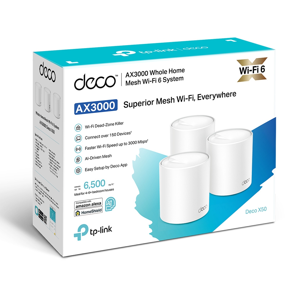TP-Link Deco X50 AX3000 Whole Home Mesh Wi-Fi 6 System 3-Pack, Deco X50